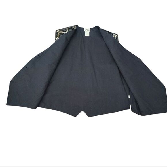 VTG 90s Black White Gold Sequins Beaded Checkered Formal Vest Medium - Picture 10 of 16